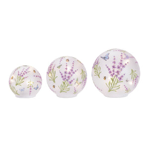 HomeRoots Set of Three Handcrafted Purple & Green Glass Tabletop Sculptures with Ambient LED Lighting 634147