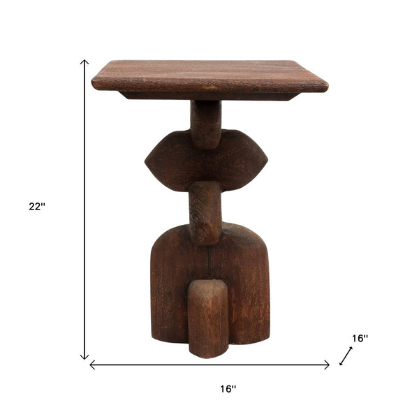 HomeRoots 22" Brown Distressed Solid Wood Square End Table – Versatile, Rustic Charm for Any Space or Style! 634153