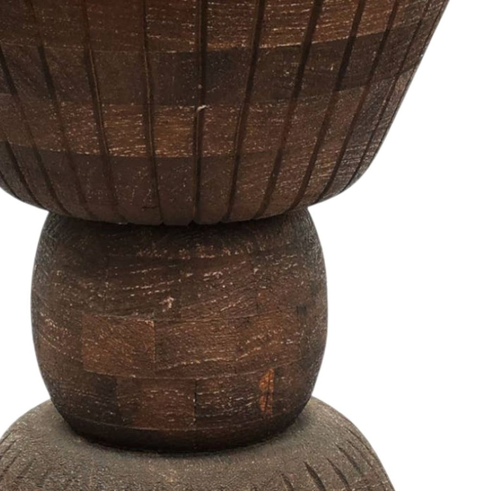 HomeRoots 22" Rustic Drum End Table - Handcrafted Solid Mango Wood, Distressed Finish, Versatile for Any Space 634155