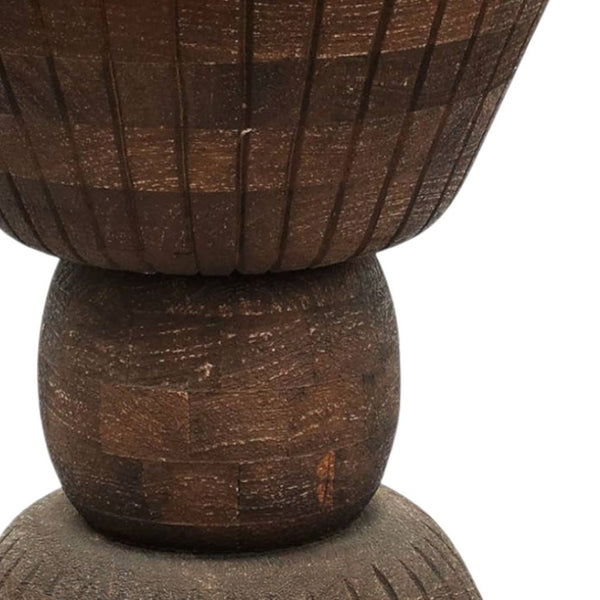 HomeRoots 22" Rustic Drum End Table - Handcrafted Solid Mango Wood, Distressed Finish, Versatile for Any Space 634155