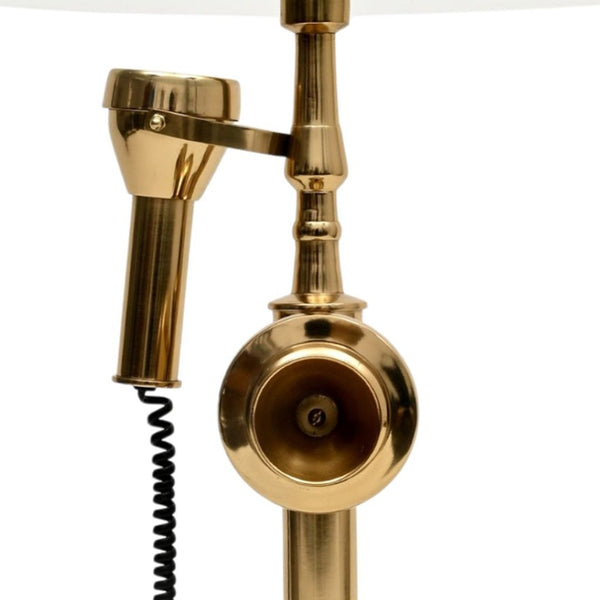 HomeRoots 25" Clear and Gold Vintage-Style Glass Top End Table with Unique Telephone Base for Glamorous Spaces 634157