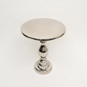 HomeRoots 26" Silver Aluminum Round Pedestal End Table – Rustic Charm & Versatile Design for Any Space 634161