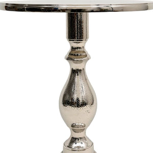 HomeRoots 26" Silver Aluminum Round Pedestal End Table – Rustic Charm & Versatile Design for Any Space 634161