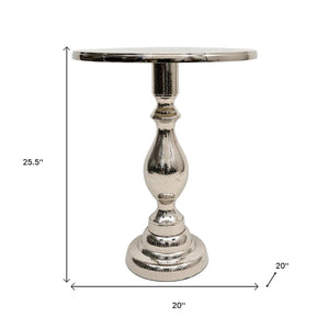 HomeRoots 26" Silver Aluminum Round Pedestal End Table – Rustic Charm & Versatile Design for Any Space 634161