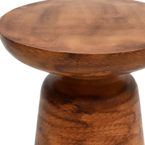 HomeRoots 15" Industrial Round Pedestal End Table - Stylish Aluminum & Iron Design for Small Spaces & Versatile Use 634163