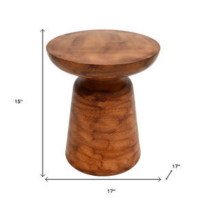 HomeRoots 15" Industrial Round Pedestal End Table - Stylish Aluminum & Iron Design for Small Spaces & Versatile Use 634163