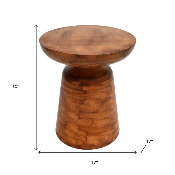 HomeRoots 15" Industrial Round Pedestal End Table - Stylish Aluminum & Iron Design for Small Spaces & Versatile Use 634163