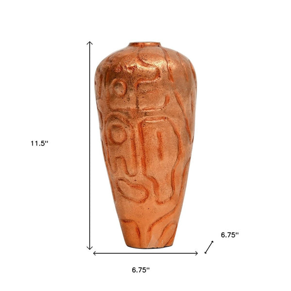 HomeRoots Set of Two Elegant Copper Abstract Aluminum Urn Vases for Modern Décor and Stylish Accents 634169