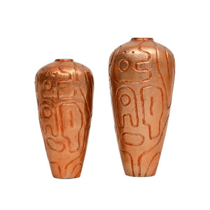 HomeRoots Set of Two Elegant Copper Abstract Aluminum Urn Vases for Modern Décor and Stylish Accents 634169