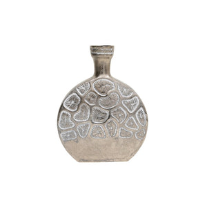 HomeRoots Set of Three Distressed Silver and White Aluminum Oval Vases for Modern Home Decor and Gifts 634173