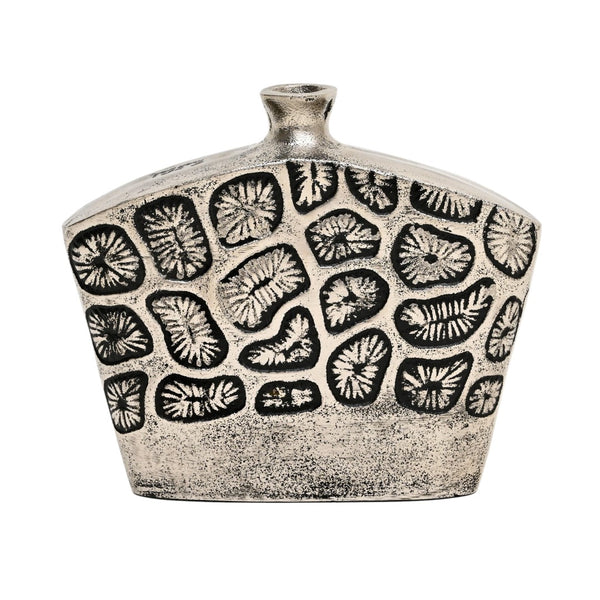 HomeRoots Set of Three Black and Silver Abstract Aluminum Urn Vases for Stylish Home Décor and Floral Displays 634174