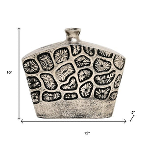 HomeRoots Set of Three Black and Silver Abstract Aluminum Urn Vases for Stylish Home Décor and Floral Displays 634174