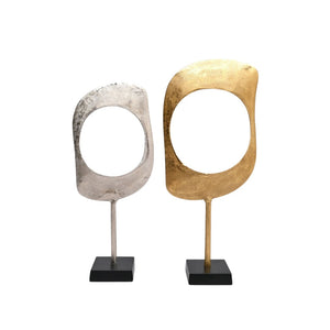 HomeRoots Set of Two Gold Aluminum Sculptures - Modern Decorative Art for Tabletop & Mantel Elegance 634178
