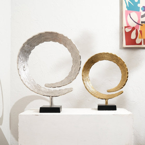 HomeRoots Set of Two Gold Aluminum Tabletop Sculptures - Modern Elegance for Home Décor & Gift Ideas 634182