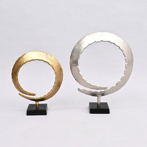 HomeRoots Set of Two Gold Aluminum Tabletop Sculptures - Modern Elegance for Home Décor & Gift Ideas 634182