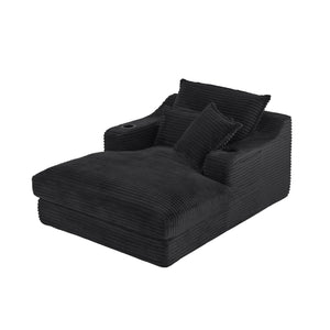 English Elm 47.24 Plush modern compression sofa with S-curve arms, cup holders, cotton lumbar pillow and deep seat comfort Black W3396P373310