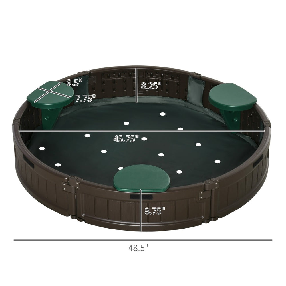 English Elm Easy Assembly Hdpe Kids Outdoor Sandbox with Four Corner Seats and Waterproof Cover T3971P438756
