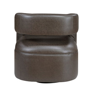 English Elm Modern Faux Leather Swivel Chair with Barrel Back Plush Foam Padding Pocket Coil Support 360° Base Dark Coffee 30 L x 29.5 W x 32.5 H B011P395596