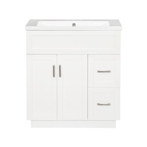 English Elm [video] 30 Inch Freestanding Bathroom Vanity with Soft Close Drawers and Resin Sink N729P396833K