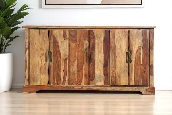 HomeRoots 72" Brown Solid Wood Live Edge Sideboard - Unique Handcrafted Storage with Rustic Charm & Style 634311