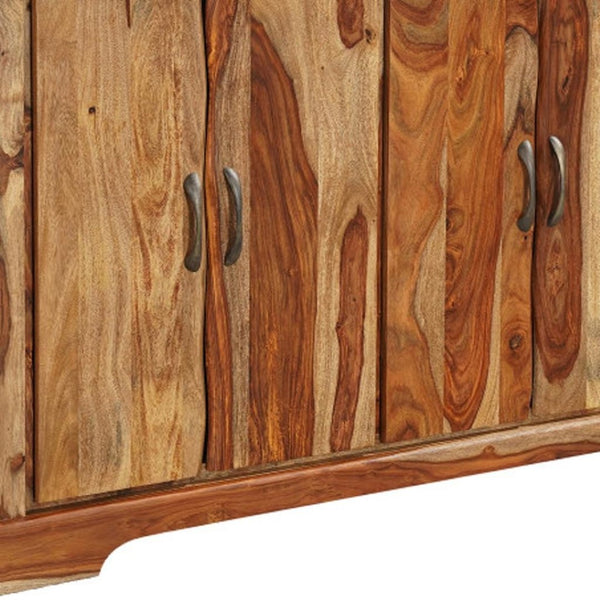 HomeRoots 72" Brown Solid Wood Live Edge Sideboard - Unique Handcrafted Storage with Rustic Charm & Style 634311