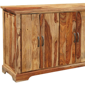 HomeRoots 72" Brown Solid Wood Live Edge Sideboard - Unique Handcrafted Storage with Rustic Charm & Style 634311