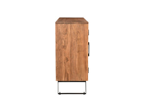 HomeRoots 69" Brown Solid Wood Live Edge Sideboard - Rustic Modern Buffet Cabinet with Six Doors & Storage Space 634312