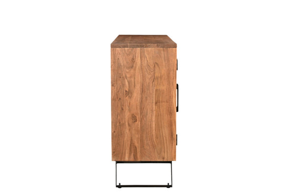 HomeRoots 69" Brown Solid Wood Live Edge Sideboard - Rustic Modern Buffet Cabinet with Six Doors & Storage Space 634312