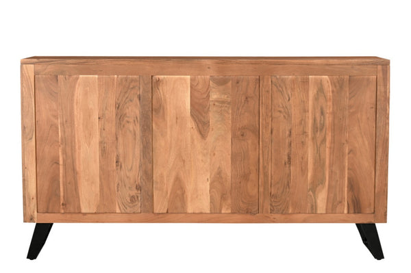 HomeRoots 69" Brown Solid Wood Live Edge Sideboard - Rustic Modern Buffet Cabinet with Six Doors & Storage Space 634312