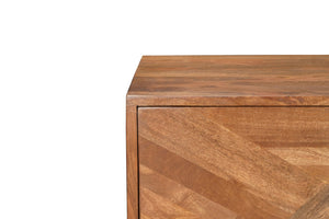 HomeRoots 82" Brown Solid Wood Carved Geometric Sideboard - Stylish Storage with Modern Touch for Any Space 634313