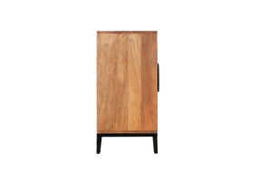 HomeRoots 82" Brown Solid Wood Carved Geometric Sideboard - Stylish Storage with Modern Touch for Any Space 634313