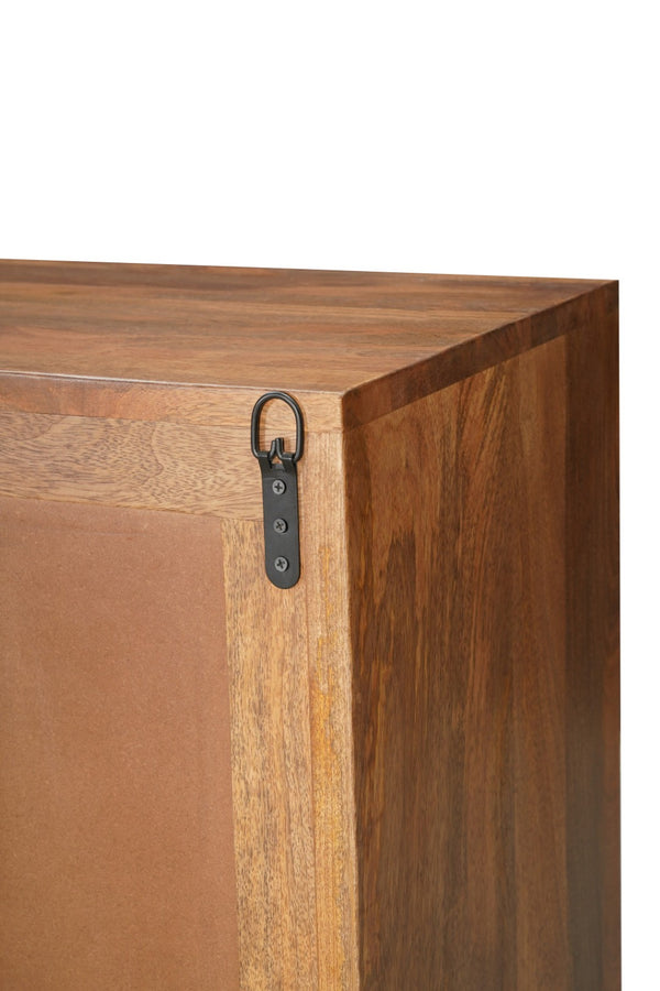 HomeRoots 82" Brown Solid Wood Carved Geometric Sideboard - Stylish Storage with Modern Touch for Any Space 634313