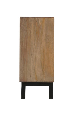 HomeRoots 80" Handcrafted Solid Wood Geometric Sideboard - Elegant Storage Solution for Any Room Decor 634315