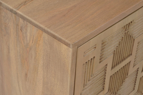 HomeRoots 80" Handcrafted Solid Wood Geometric Sideboard - Elegant Storage Solution for Any Room Decor 634315