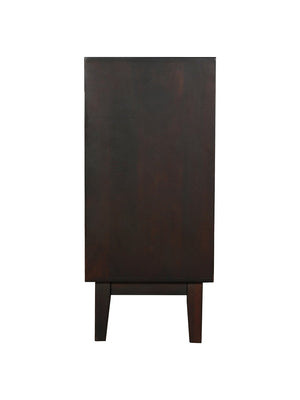 HomeRoots 80" Dark Brown Solid Wood Carved Abstract Sideboard - Elegant Storage & Art for Any Room Decor 634316