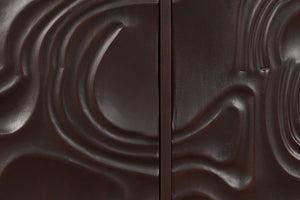HomeRoots 80" Dark Brown Solid Wood Carved Abstract Sideboard - Elegant Storage & Art for Any Room Decor 634316