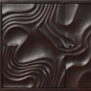 HomeRoots 80" Dark Brown Solid Wood Carved Abstract Sideboard - Elegant Storage & Art for Any Room Decor 634316
