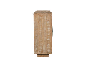 HomeRoots 72" Natural Distressed Solid Wood Sideboard – Hand-Carved Geometric Design with Ample Storage Space 634317