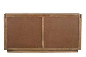 HomeRoots 72" Natural Distressed Solid Wood Sideboard – Hand-Carved Geometric Design with Ample Storage Space 634317