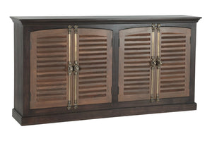 HomeRoots 72" Dark Brown Solid Wood Shutter Style Sideboard - Elegant Storage Cabinet for Any Room Decor 634320