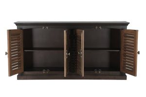 HomeRoots 72" Dark Brown Solid Wood Shutter Style Sideboard - Elegant Storage Cabinet for Any Room Decor 634320