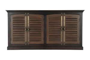 HomeRoots 72" Dark Brown Solid Wood Shutter Style Sideboard - Elegant Storage Cabinet for Any Room Decor 634320