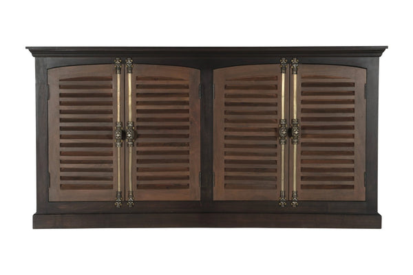 HomeRoots 72" Dark Brown Solid Wood Shutter Style Sideboard - Elegant Storage Cabinet for Any Room Decor 634320