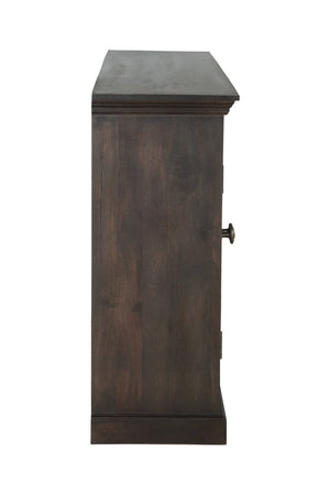 HomeRoots 72" Dark Brown Solid Wood Shutter Style Sideboard - Elegant Storage Cabinet for Any Room Decor 634320
