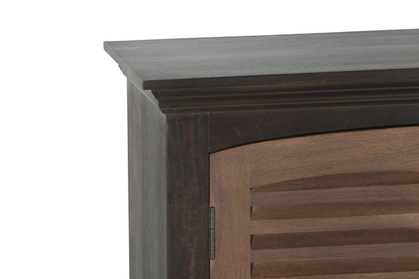 HomeRoots 72" Dark Brown Solid Wood Shutter Style Sideboard - Elegant Storage Cabinet for Any Room Decor 634320