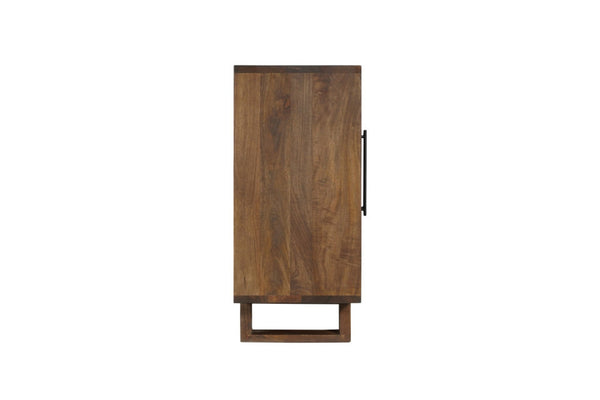 HomeRoots 83" Dark Brown Distressed Reclaimed Wood Sideboard - Rustic Console with Storage & Vintage Charm 634321