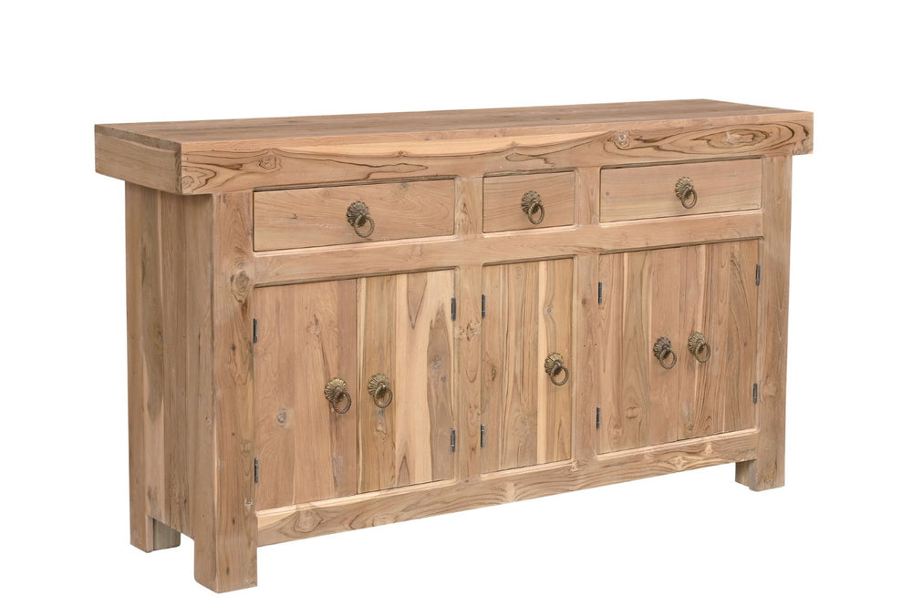 HomeRoots 72" Natural Solid Wood Sideboard with 3 Drawers & 5 Doors - Timeless Teak Storage Solution for Any Room 634323