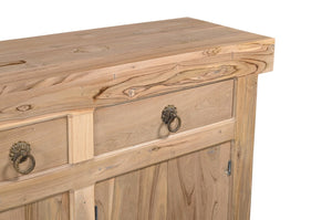 HomeRoots 72" Natural Solid Wood Sideboard with 3 Drawers & 5 Doors - Timeless Teak Storage Solution for Any Room 634323