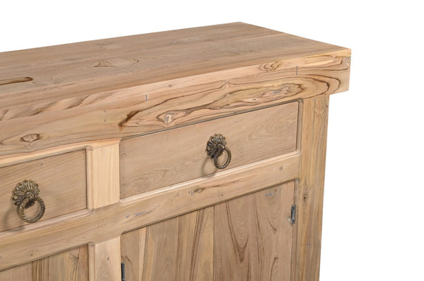 HomeRoots 72" Natural Solid Wood Sideboard with 3 Drawers & 5 Doors - Timeless Teak Storage Solution for Any Room 634323