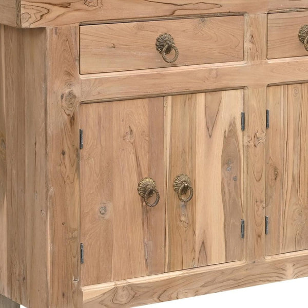 HomeRoots 72" Natural Solid Wood Sideboard with 3 Drawers & 5 Doors - Timeless Teak Storage Solution for Any Room 634323